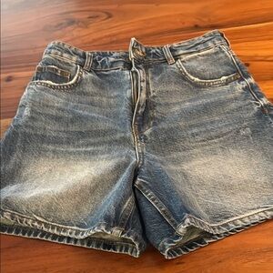 Zara Blue mom fit High Waist Denim Shorts